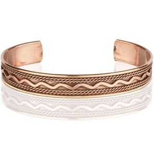Pure Copper Bracelet Cuff Bangle Wave Design